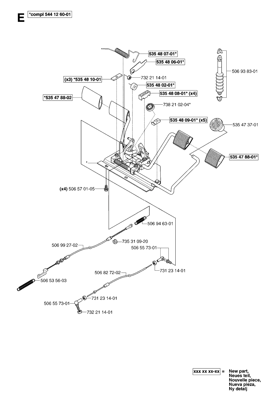 Pedals Diagram and Parts List for PF21 (965097001)(2007-03) Husqvarna Lawn Tractor