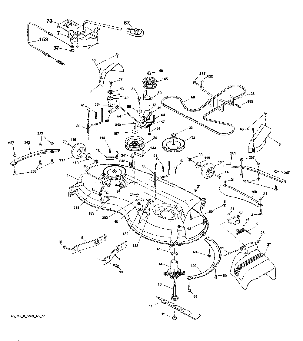Mower deck Diagram and Parts List for 96043027700  Husqvarna Lawn Tractor