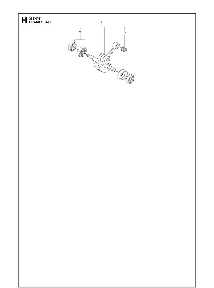 Crankshaft Diagram and Parts List for 338XPT 20100600001-Current Husqvarna Chainsaw
