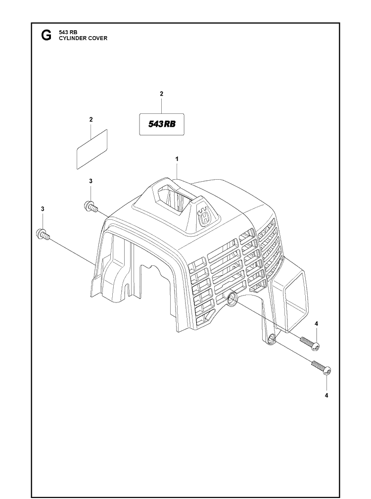 Cylinder Cover Diagram and Parts List for 543RB  Husqvarna Brush Cutter