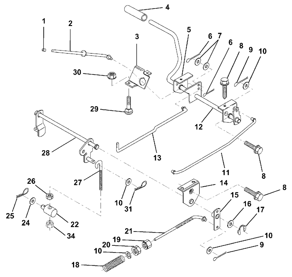 Brake / Rear Mower Lift Assembly Diagram and Parts List for LR121 (954140001-A)(1996-08) Husqvarna Lawn Tractor