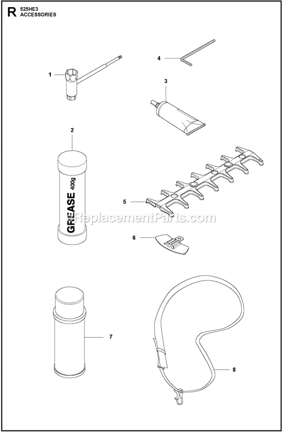 Accessories Diagram and Parts List for 525HE3  Husqvarna Trimmer