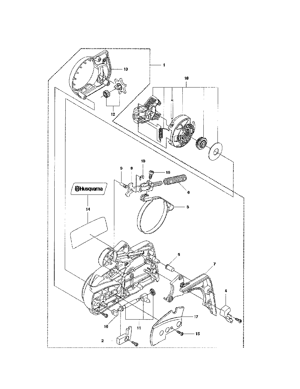 Chain brake & clutch cover 435e Diagram and Parts List for 965167936  Husqvarna Chainsaw