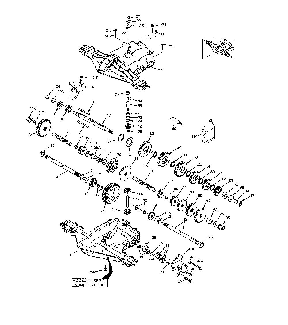 Transmission Diagram and Parts List for LT125 (HE12536C, 954170001)(1998-03) Husqvarna Lawn Tractor