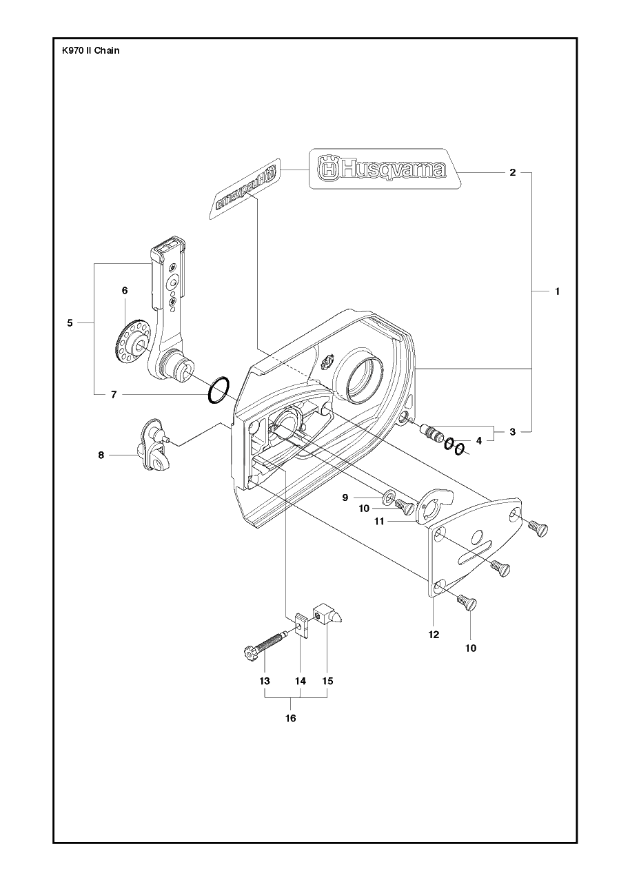 Clutch Cover Diagram and Parts List for K970IICHAIN 2015-03 Husqvarna Circular Saw