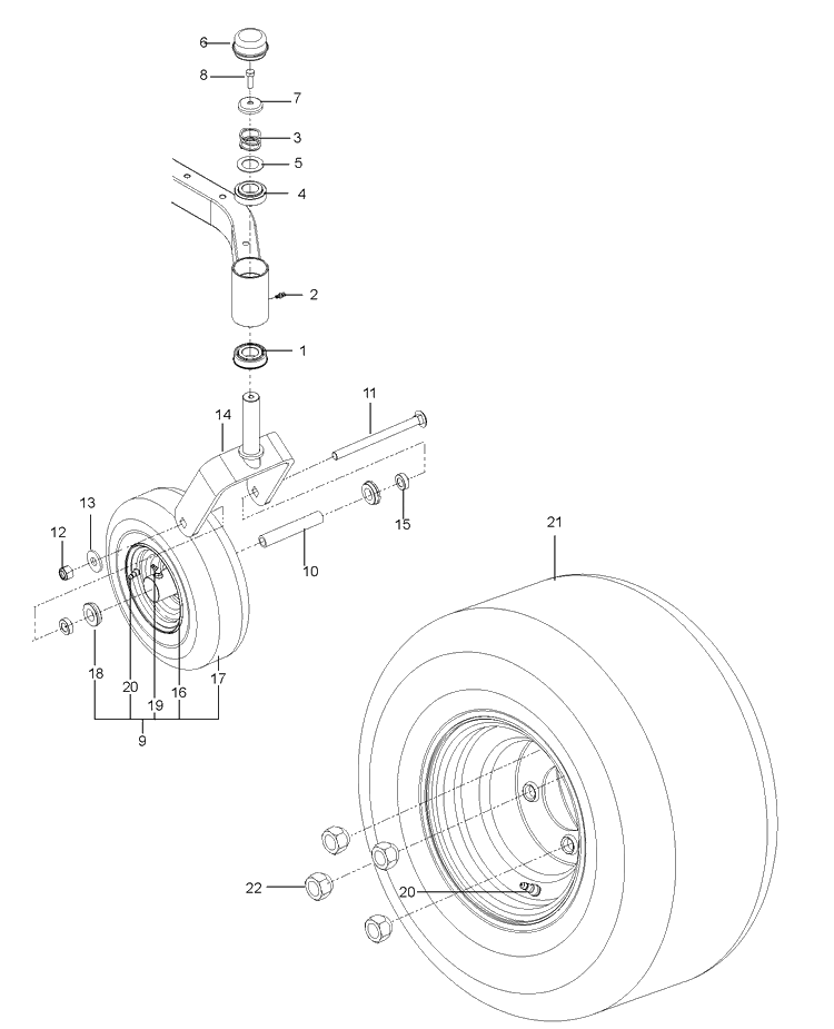 Wheels And Tires Diagram and Parts List for RZ4219BF (96651480100)(2010-01) Husqvarna Lawn Mower
