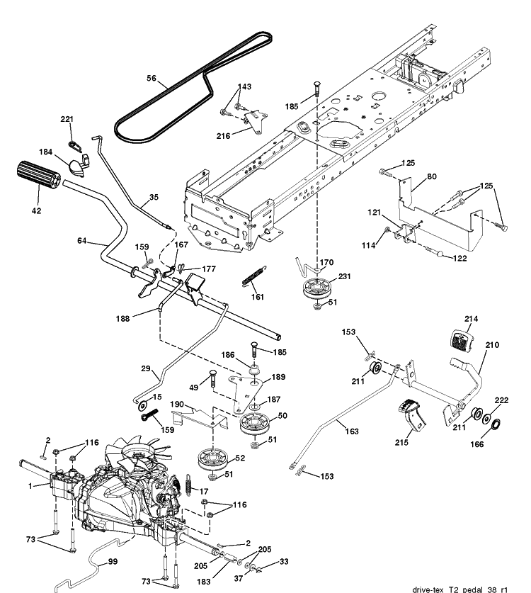 Drive Diagram and Parts List for TC130 (96051019700)(2019-05) Husqvarna Lawn Tractor