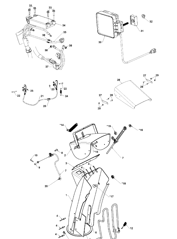 Control Panel And Discharge Chute 3 Diagram and Parts List for ST430  Husqvarna Snow Blower