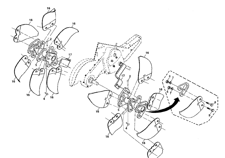 Tine Assembly Diagram and Parts List for DRT900E 2013-03 Husqvarna Cultivator