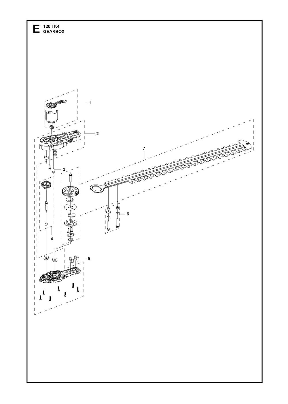 Gearbox Diagram and Parts List for 120ITK4-PH  Husqvarna Pole Saw