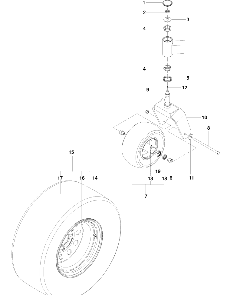 Wheels And Tires Diagram and Parts List for PZ6029FX (966061201)(2010-01) Husqvarna Lawn Mower