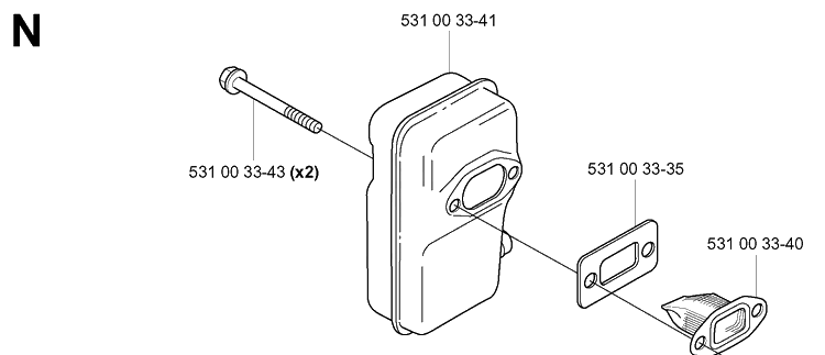 Muffler Diagram and Parts List for 145BT 20053300001-Current Husqvarna Leaf Blower / Vacuum