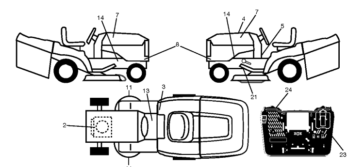 Decals Diagram and Parts List for TC342 (96051018600)(2018-09) Husqvarna Lawn Tractor