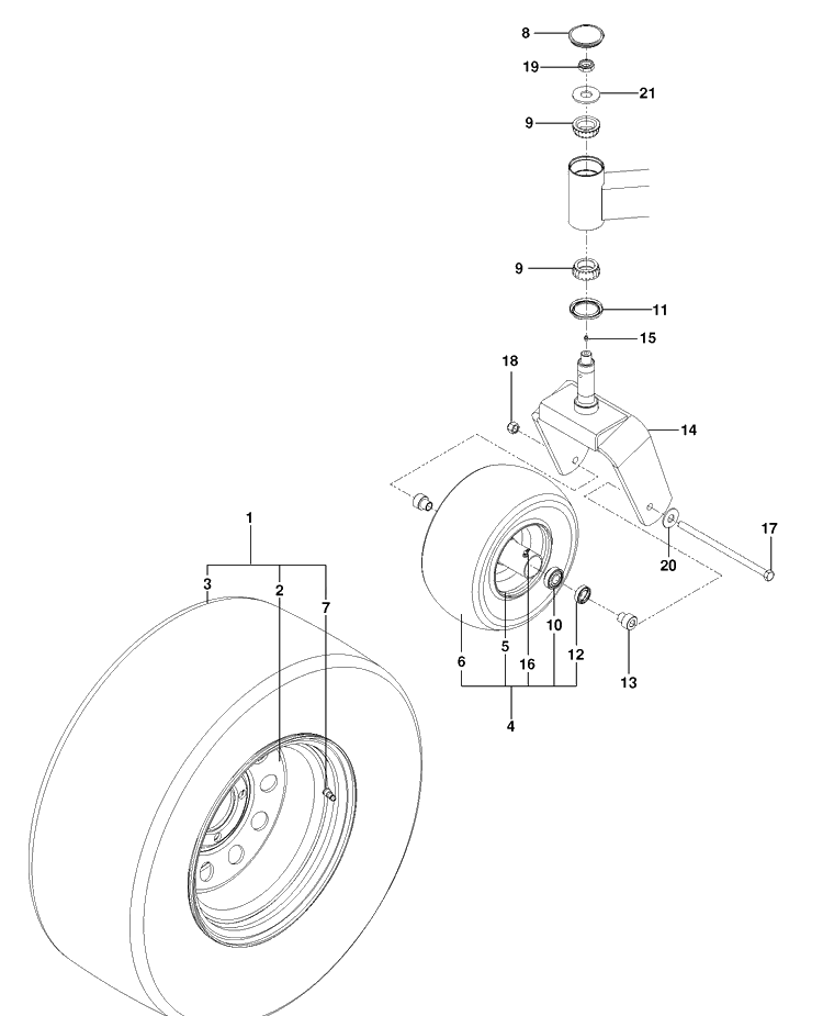 Wheels And Tires Diagram and Parts List for PZ29DCE (966616701)(2012-02) Husqvarna Lawn Mower