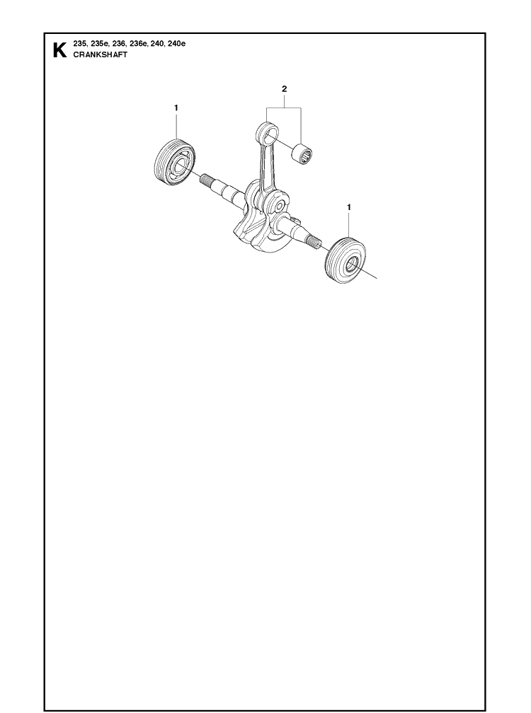 Crankshaft Diagram and Parts List for 240 20101400001-20144000000 Husqvarna Chainsaw
