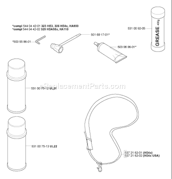 Page A Diagram and Parts List for HA850ATTACHMENT 2005-09 Husqvarna Trimmer