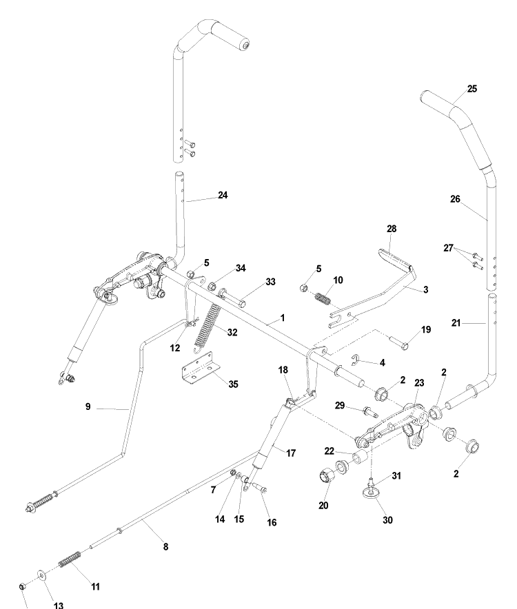 Motion Control Diagram and Parts List for CZ3815 (968999245)(2006-08) Husqvarna Lawn Mower