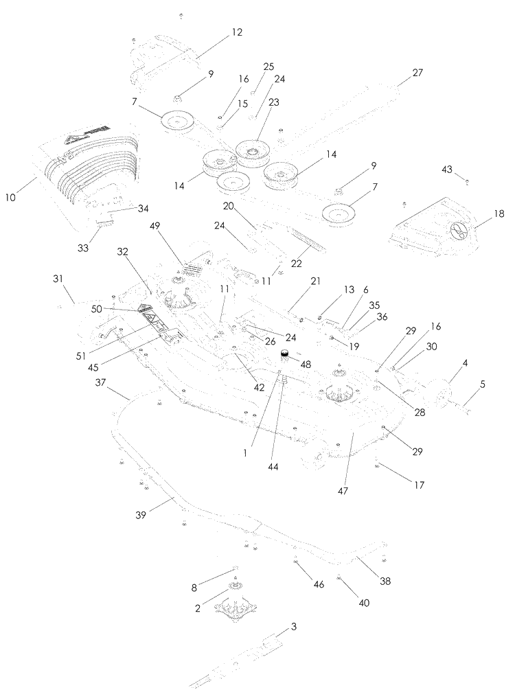 54 Inch Deck Diagram and Parts List for RZ5424 (965881301)(2009-01) Husqvarna Lawn Mower