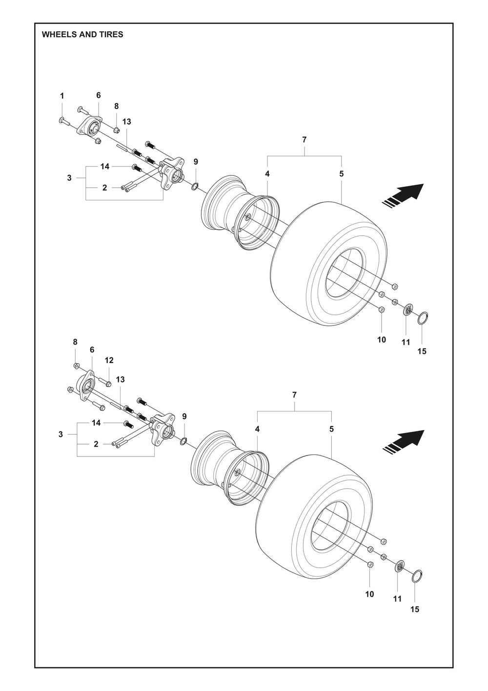 Wheels And Tires Diagram and Parts List for P524XEFI  Husqvarna Lawn Tractor