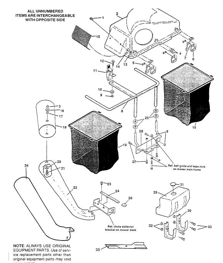 Rear Mounted, Side Discharge Grass Catcher Diagram and Parts List for GC300 (5708-1703)(1993-01) Husqvarna Lawn Tractor Accessories