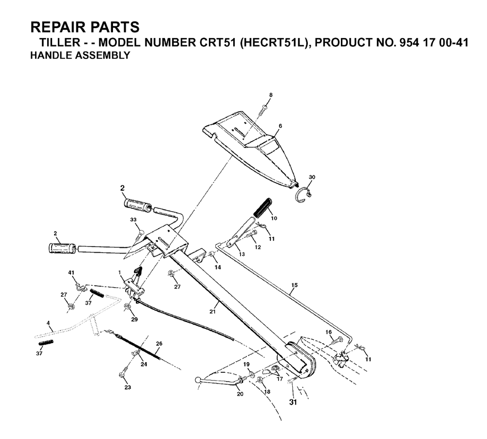 Handle Diagram and Parts List for CRT51 (954170041-L)(2003-01) Husqvarna Tiller