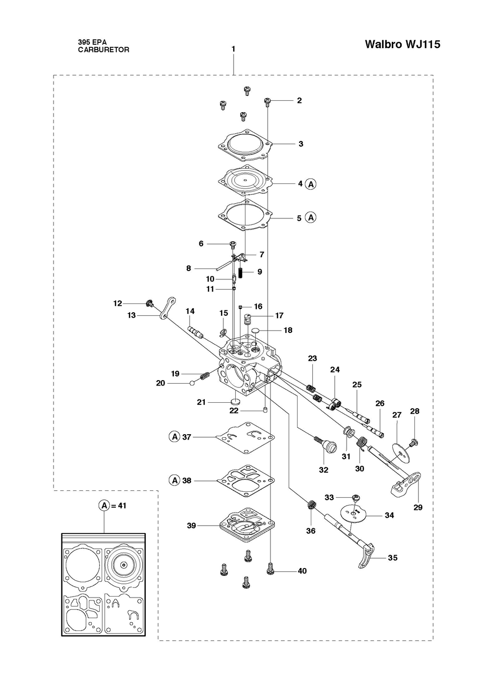 Carburetor Diagram and Parts List for 395XP-395XPG 395 XP W - 395 XP GW Husqvarna Chainsaw
