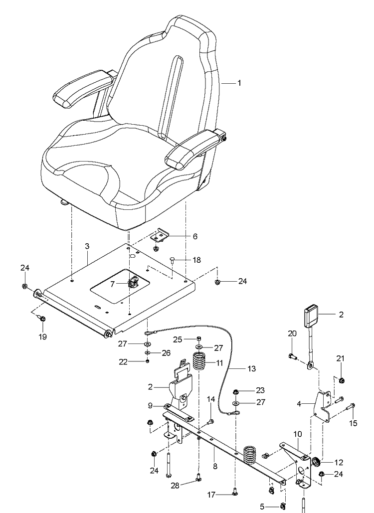 Seat Diagram and Parts List for MZ54 (96795370100)(2018-08) Husqvarna Lawn Mower