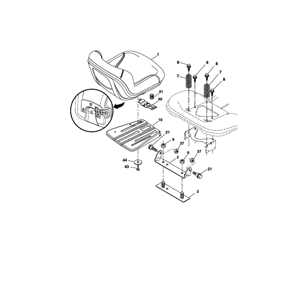 Seat Diagram and Parts List for YTS4500  Husqvarna Lawn Tractor