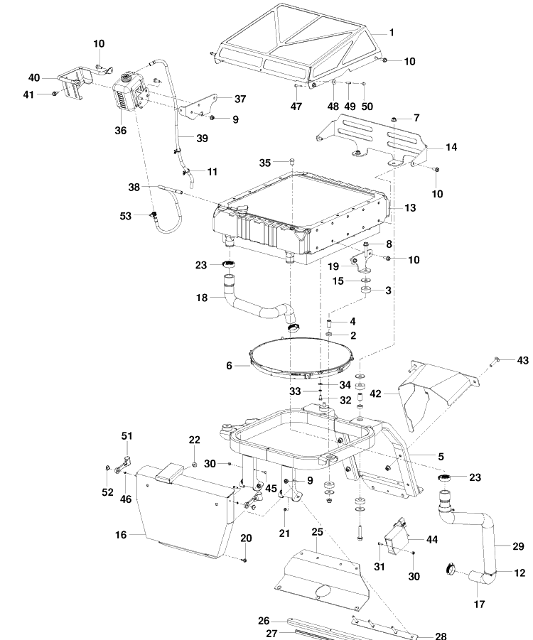 Cooling System Diagram and Parts List for PZ29D (966554801)(2010-03) Husqvarna Lawn Mower