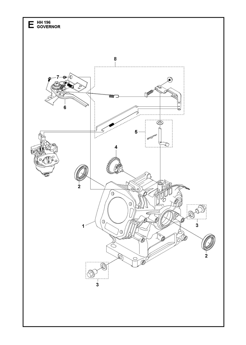 Governor Diagram and Parts List for HH196536296201 536296202, 536296203 Husqvarna Engine