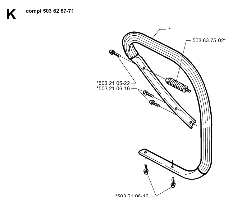 Handle Diagram and Parts List for 362XP 19983100001-19991800000 Husqvarna Chainsaw