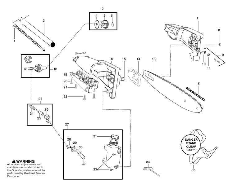 Pruner Attachment Diagram and Parts List for 125LD 2006-12 Husqvarna Trimmer
