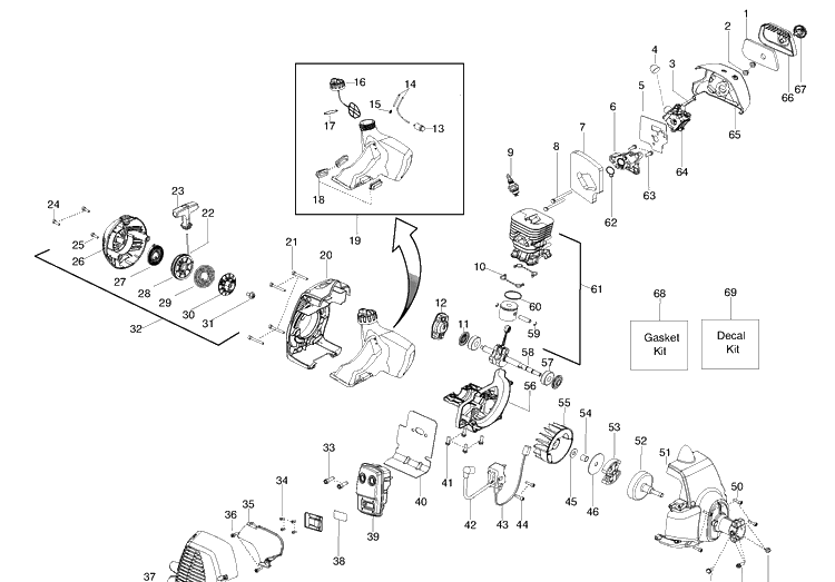 Engine Diagram and Parts List for 128C 2010-03 Husqvarna Trimmer