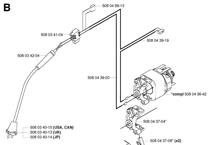 Electrical Diagram and Parts List for 316 20033100001-Current Husqvarna Chainsaw