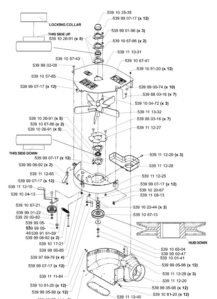 Accessory Collection Blower 52 Inch And 61 Inch Diagram and Parts List for LZ5227TXPKOA (968999309)(2006-02) Husqvarna Lawn Mower