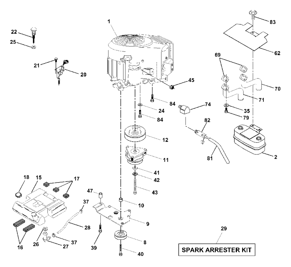 Engine Diagram and Parts List for GTH2550 (954567109-A)(2001-01) Husqvarna Lawn Tractor