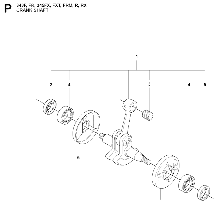 Crankshaft Diagram and Parts List for 343FRM  Husqvarna Brush Cutter