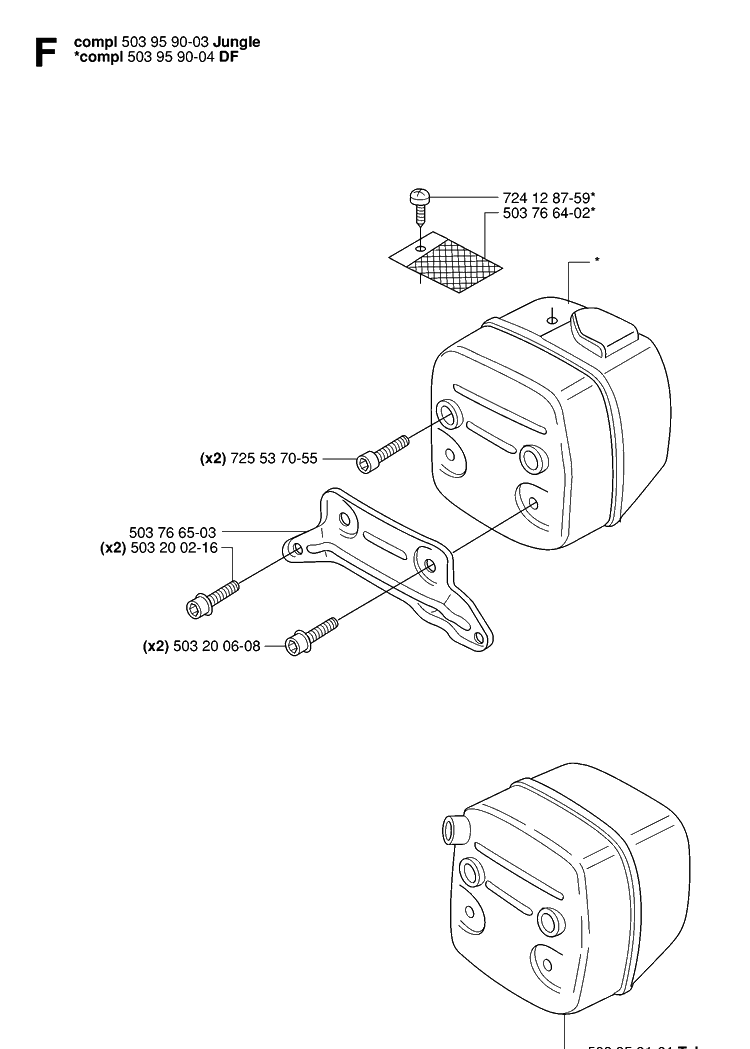 Muffler Diagram and Parts List for 385XP 20064000001-Current Husqvarna Chainsaw
