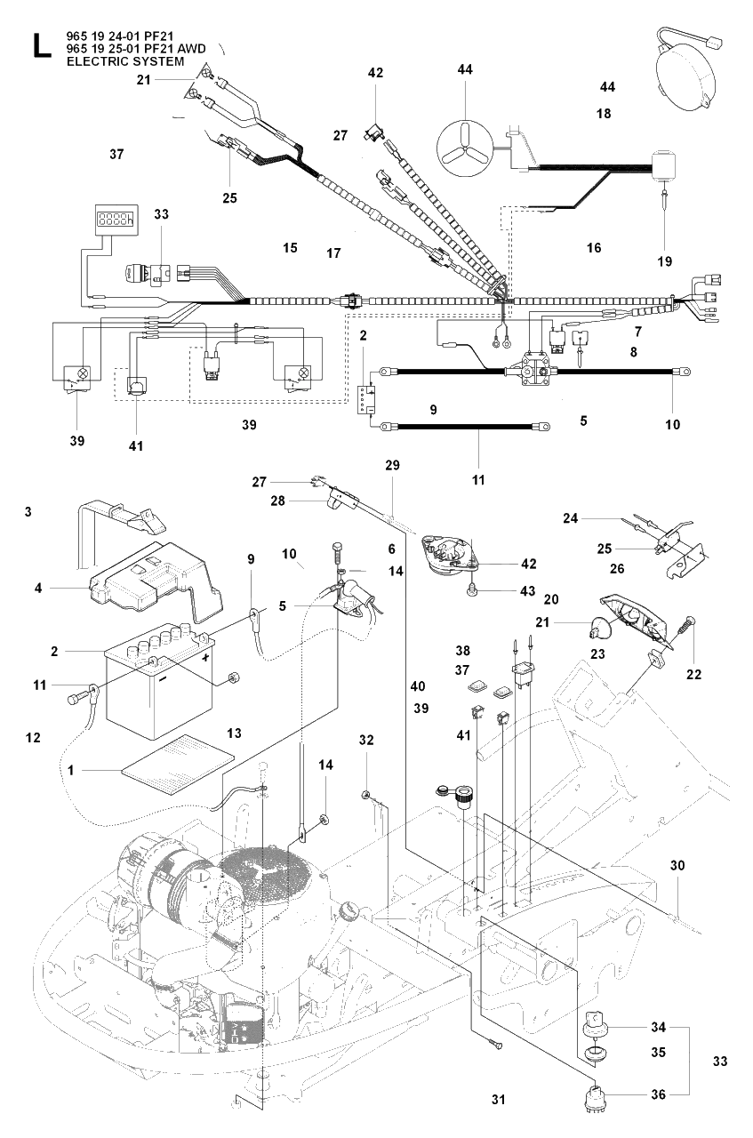 Front Axle Diagram and Parts List for PF21AWD (965192501)(2008-03) Husqvarna Lawn Tractor