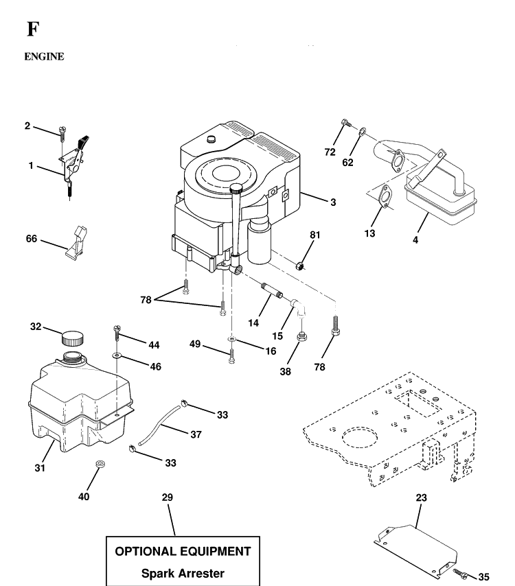 Engine And Cutting Equipment Diagram and Parts List for YTH160 (HEYTH160C)(1997-02) Husqvarna Lawn Tractor