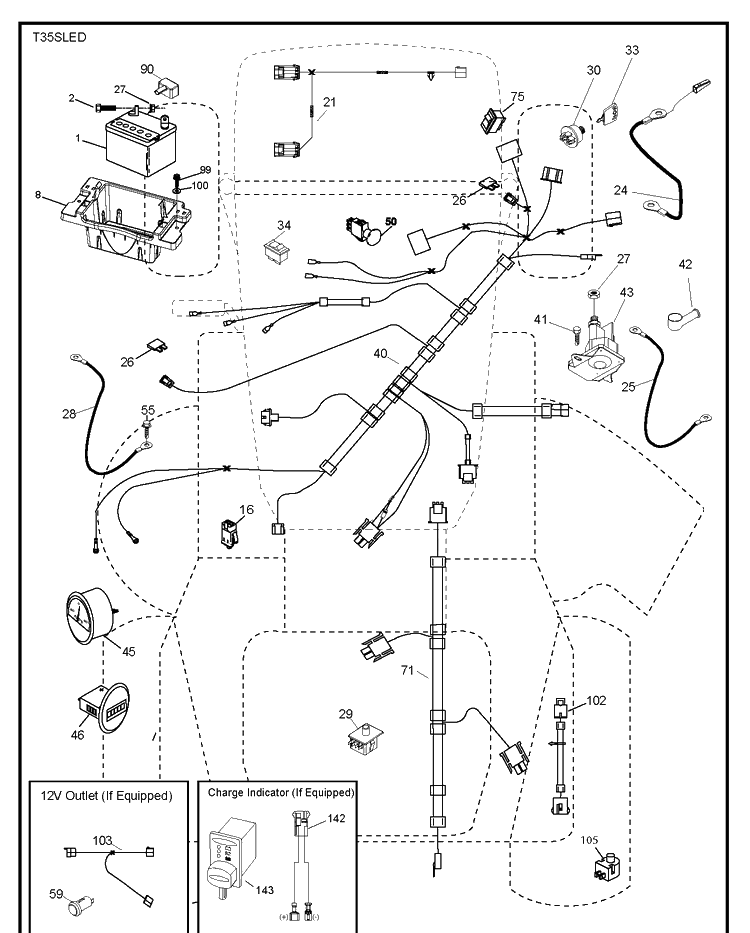 Electrical Diagram and Parts List for TS354XD (96043030500)(2019-07) Husqvarna Lawn Tractor
