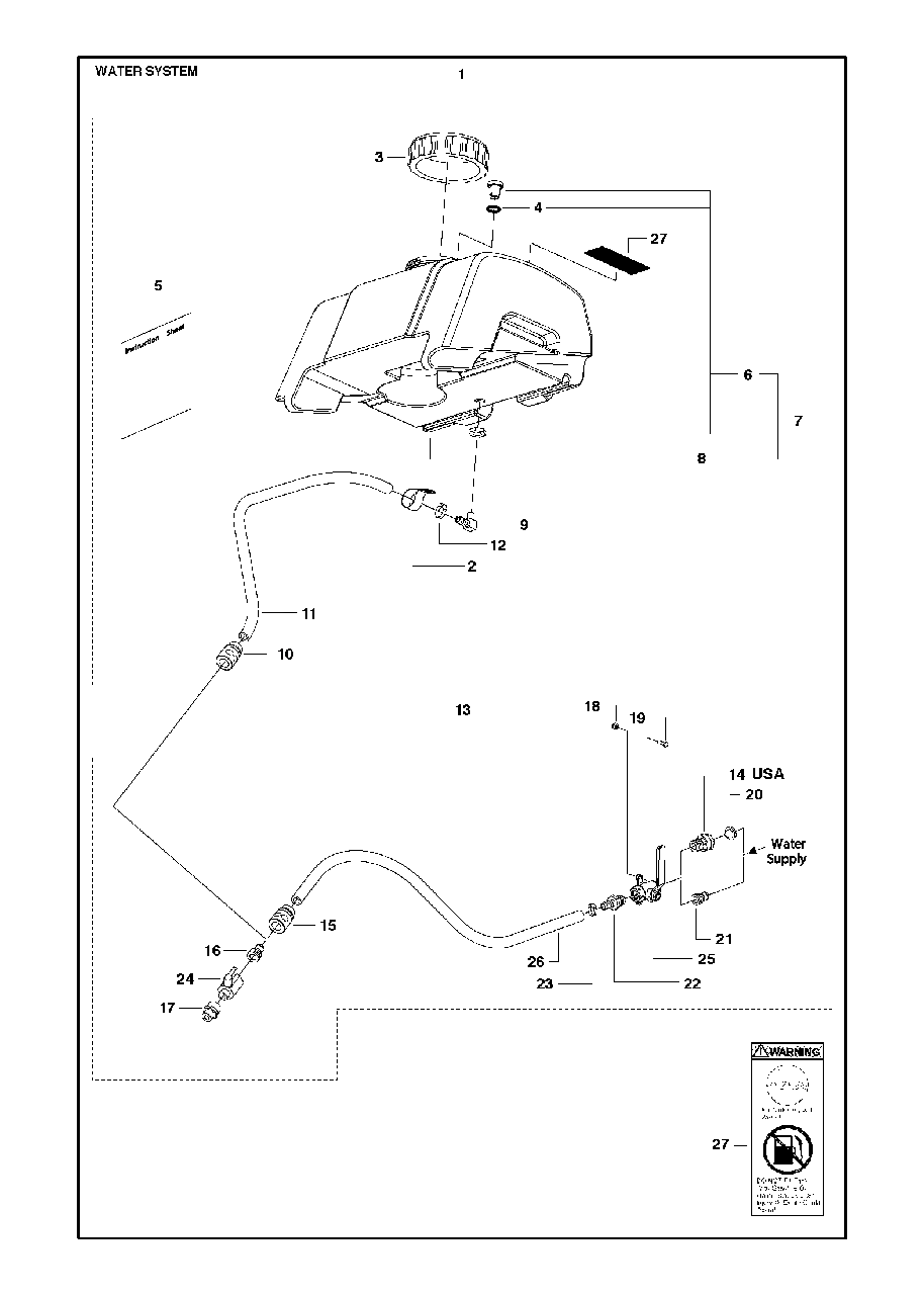 Water System Diagram and Parts List for FS520 (FS 524)(2011-02) Husqvarna Circular Saw