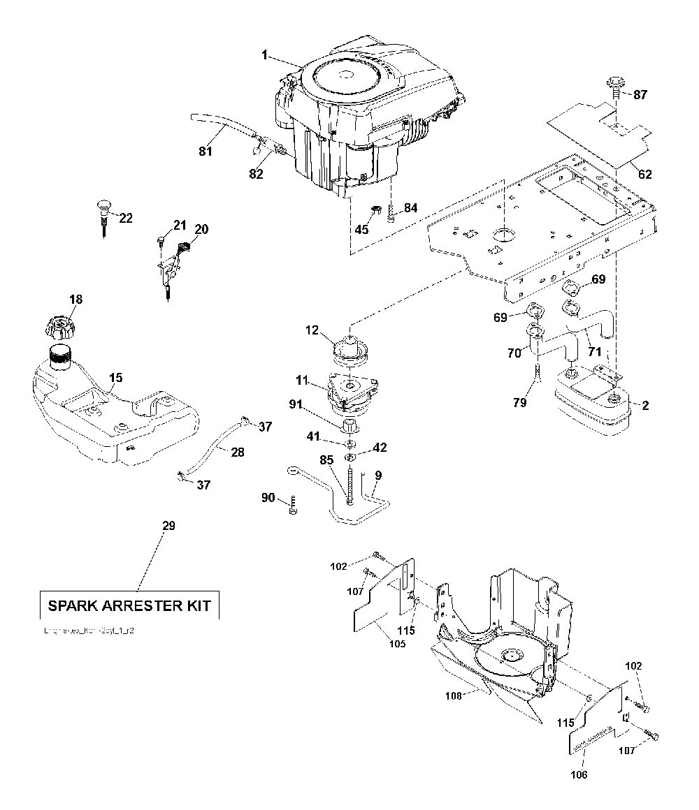 Engine Diagram and Parts List for YTH200TWIN (96041006401)(2009-02) Husqvarna Lawn Tractor