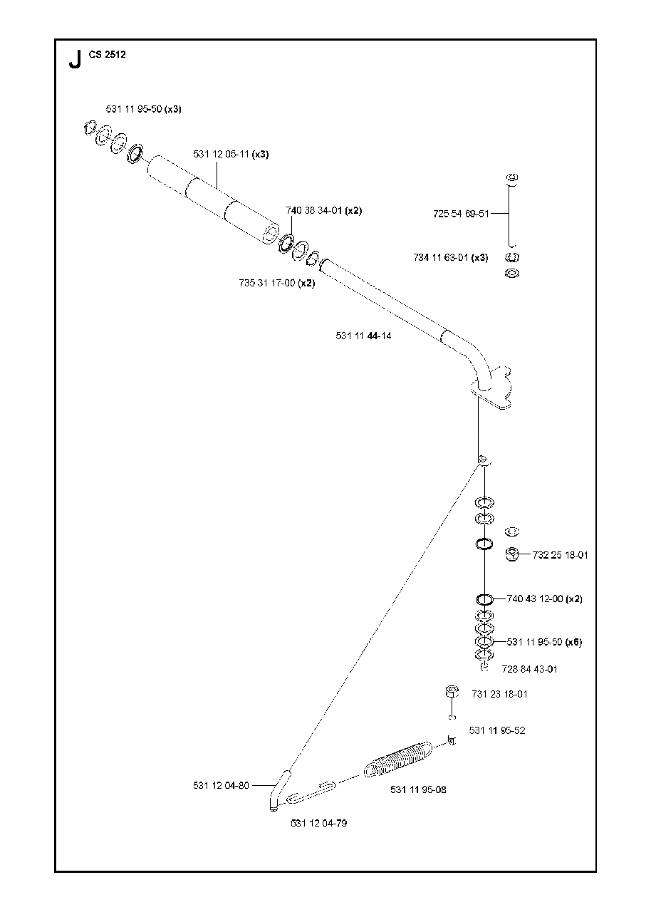 Shaft Diagram and Parts List for CS2512 (1301 & Above)(2013-04) Husqvarna Circular Saw