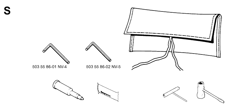 Accessories Diagram and Parts List for 3120 19980900001-20000600000 Husqvarna Chainsaw