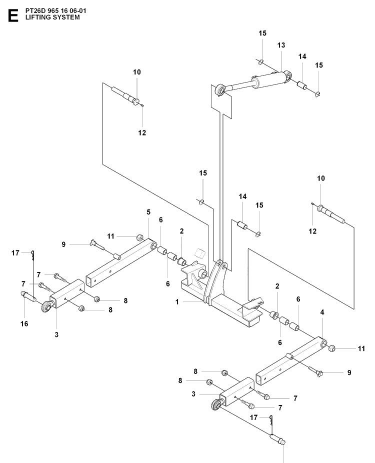 Mower Lift / Deck Lift Diagram and Parts List for PT26D (965160601)(2008-02) Husqvarna Lawn Mower