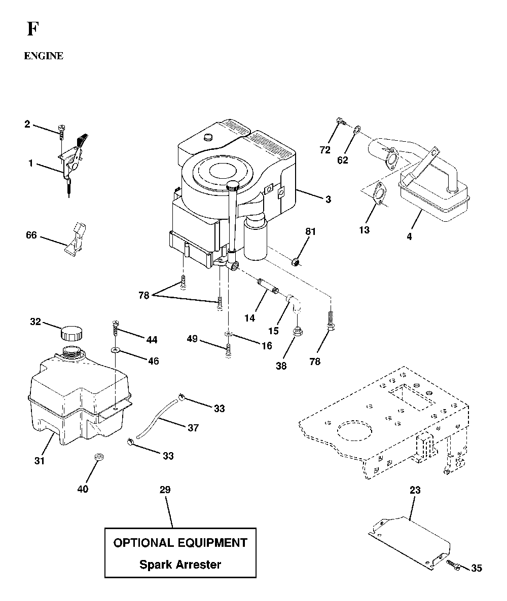Engine And Cutting Equipment Diagram and Parts List for YTH160 (HEYTH160C, 954170005)(1997-02) Husqvarna Lawn Tractor