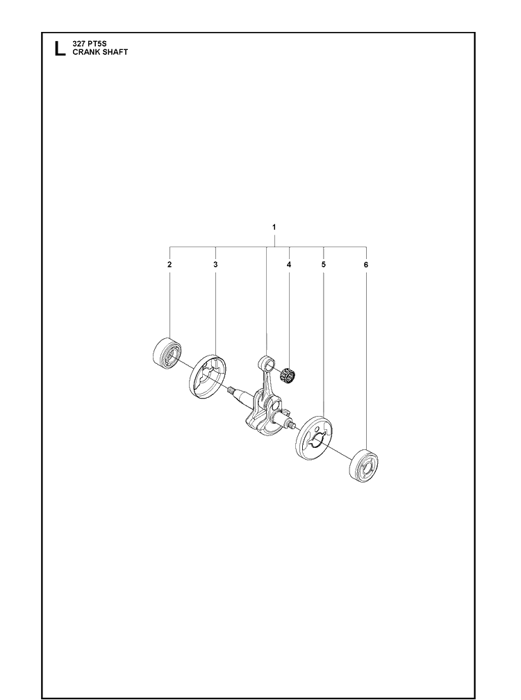 Crankshaft Diagram and Parts List for 327PT5S 20120100001-Current Husqvarna Pole Saw