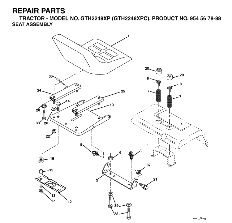 Electrical Diagram and Parts List for GTH2248XP-GTH2248XPC 2003-07 Husqvarna Lawn Tractor