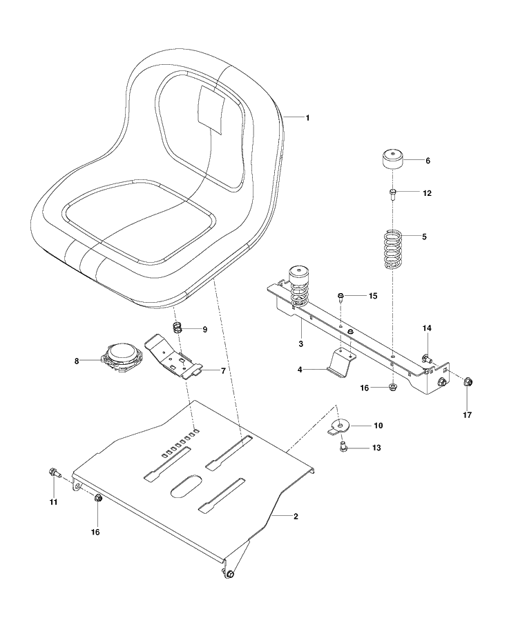 Seat Diagram and Parts List for RZ3019BF (96658210102)(2015-05) Husqvarna Lawn Mower